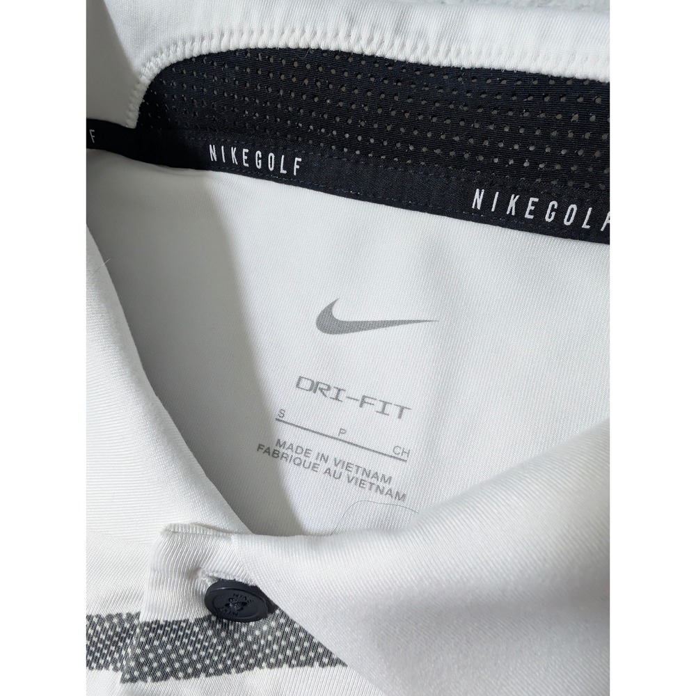 Nike Polo Mens S White Diagonal Stripe Dri-FIT Stretch DH0791-100 Spandex Vented - Picture 2 of 9